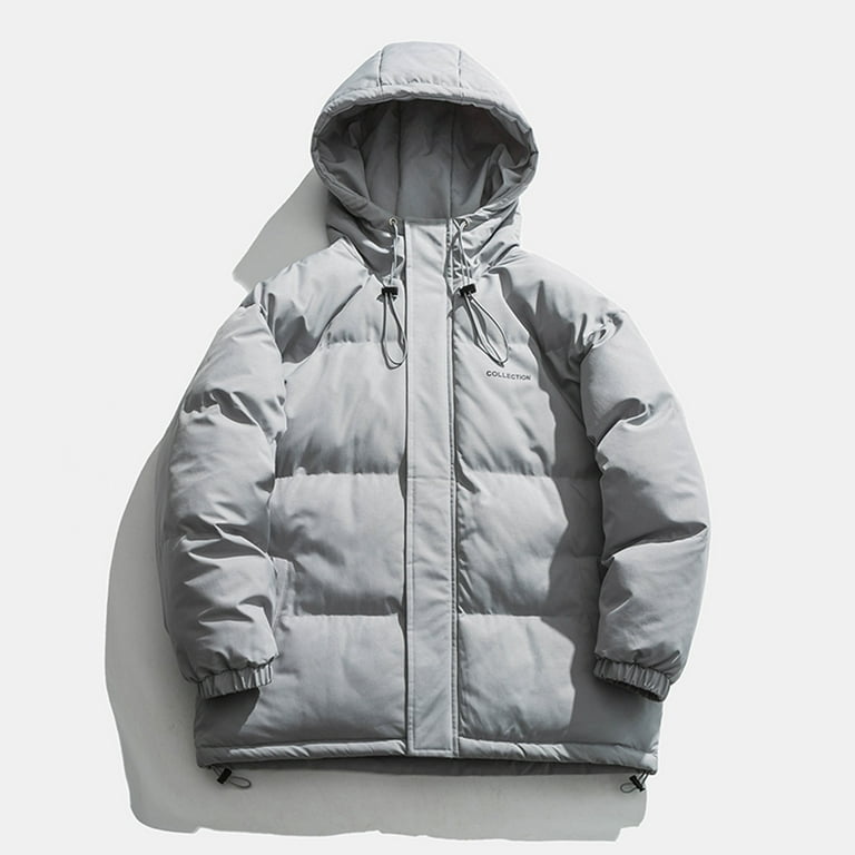 LEEy world Young Mens Winter Coats Men Lightweight Puffer Jakcet Packable Winter Puffy Jacket with 2 Packing Bag Grey XL