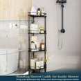 thumbnail image 1 of LEFEE 4 Tier Shower Organizer with Soap Holder, Corner Shower Caddy Stand - Standing Tall Floor Shower Stand with Adjustable Feet & 4 Hooks, Shower Shelf Rack Storage for Bathroom Black, 1 of 7