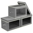 thumbnail image 1 of LEFEE Storage Bins with Lids, Fabric Cube Storage Organizer Bins with Window, Foldable Storage Baskets with Handle, Closet Organizers and Storage Boxs for Cloth, Toys, Books, DVDs, 3 Packs, Grey, 1 of 7