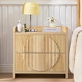 thumbnail image 1 of LEFHDA 24 Inch Wide Fluted Nightstands with 2 Drawers, Large End Table for Bedroom, Mid Century Modern Bedside Table with Storage, Wood Night Stand for Living Room, Office (Oak), 1 of 8
