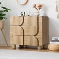 thumbnail image 1 of LEFHDA 3-Drawer Dresser for Bedroom & Living Room, 31.5" Wide Modern Wood Chest of Drawers with Anti-Toppling Device, Fluted Mid-Century Storage Cabinet for Entryway, Hallway, Closet - Oak, 1 of 9