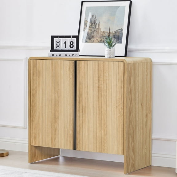 LEFHDA 30.7'' Modern Farmhouse Sideboard Buffet Cabinet with Storage, Wooden Fluted Panel Doors & Adjustable Shelves, Modular Credenza for Entryway or Living Room Accent