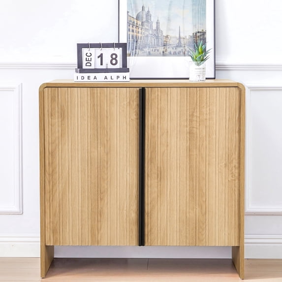 LEFHDA 30.7'' Modern Farmhouse Sideboard Buffet Cabinet with Storage, Wooden Fluted Panel Doors & Adjustable Shelves, Modular Credenza for Entryway or Living Room Accent