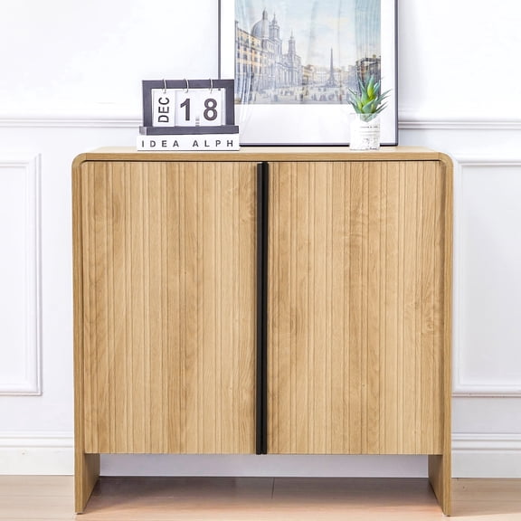 LEFHDA 30.7'' Modern Farmhouse Sideboard Buffet Cabinet with Storage, Wooden Fluted Panel Doors & Adjustable Shelves, Modular Credenza for Entryway or Living Room Accent