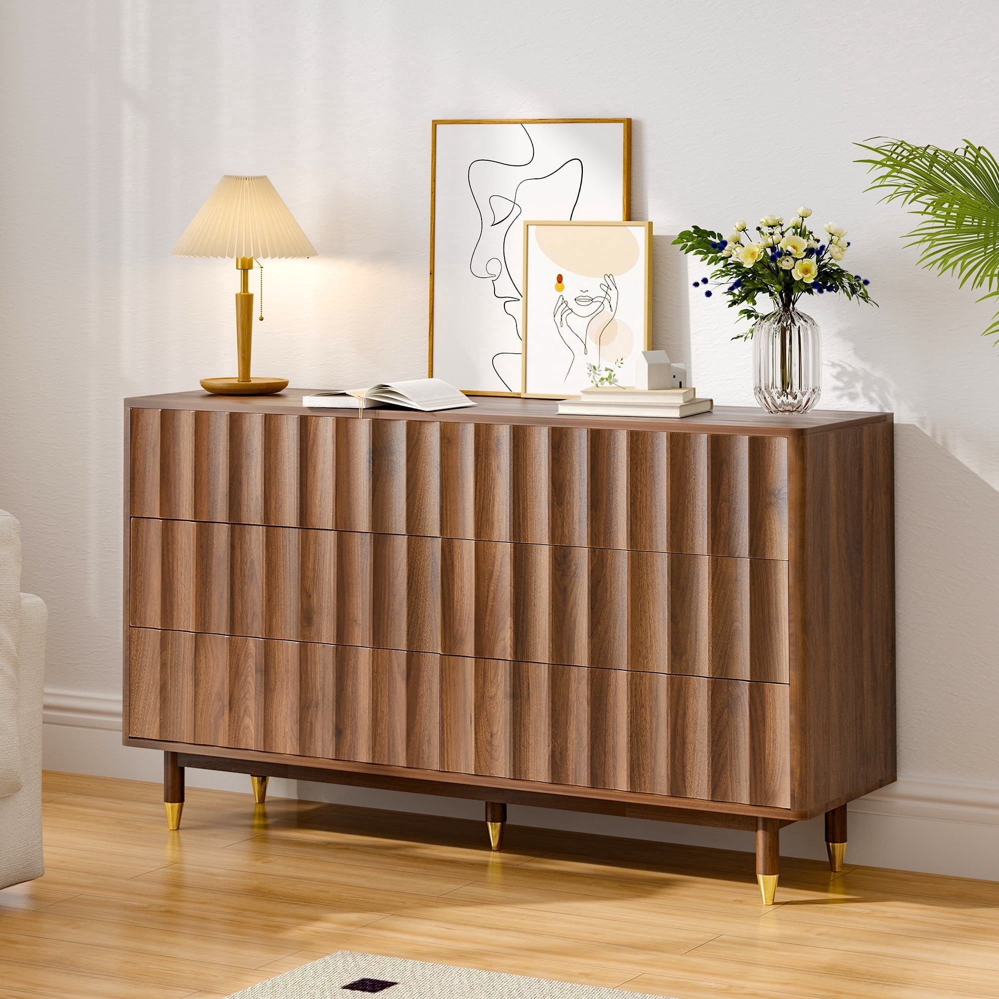 large dresser modern Atten 6-Drawer Wide Dresser