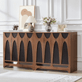 thumbnail image 1 of LEFHDA Black Geometric Pattern Design Sideboard Buffet Cabinet, Kitchen Storage Cabinet, 31.5" Accent Cabinet for Living Room, Kitchen, Dining Room, Entryway, Walnut Set of 2, 1 of 8
