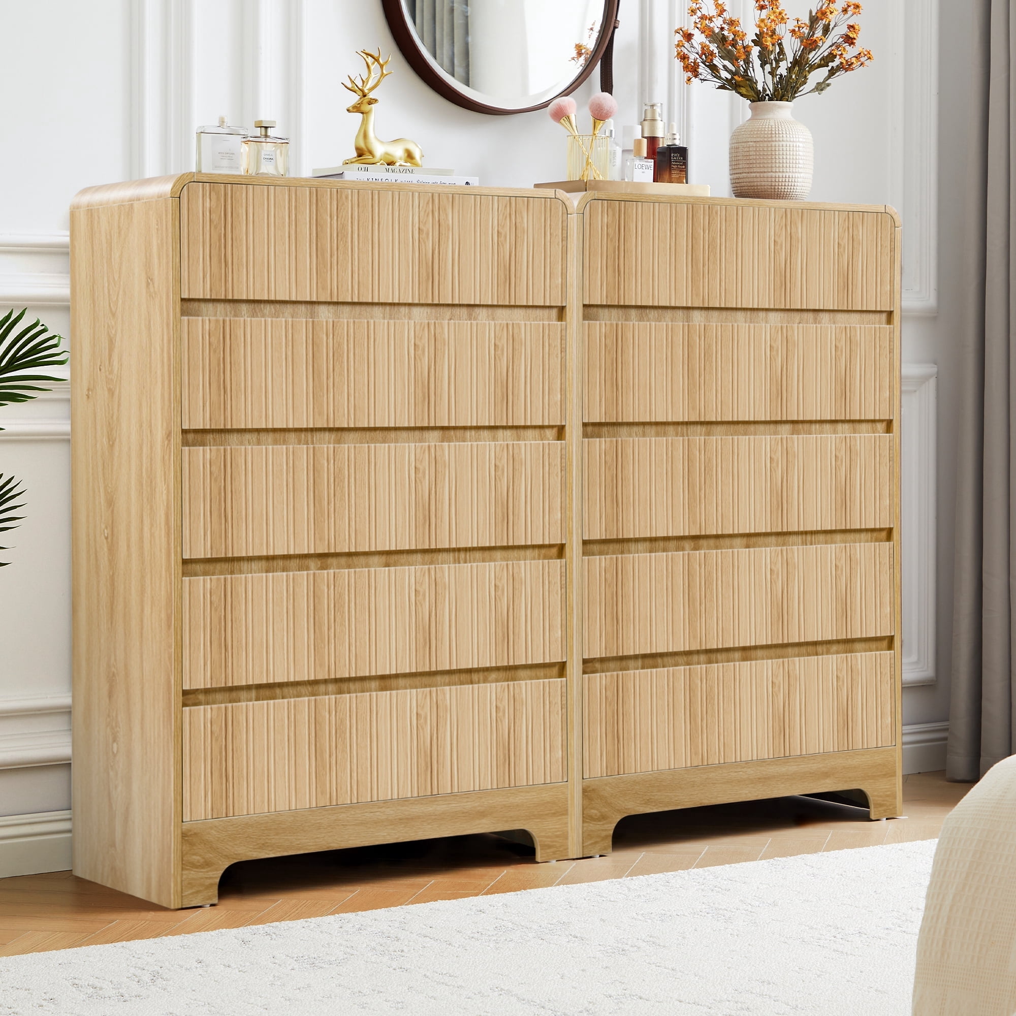 LEFHDA Fluted 6 Drawers Dresser, Mid Century Modern Storage Dresser, Large Dresser with Curved Profile Design, 53" Wood Dresser for Bedroom Living (Walnut) - Walmart.com LEFHDA Fluted 6 Drawers Dresser, Mid Century Modern Storage Dresser, Large Dresser with Curved Profile Design, 53" Wood Dresser for Bedroom Living (Walnut) - Walmart.com