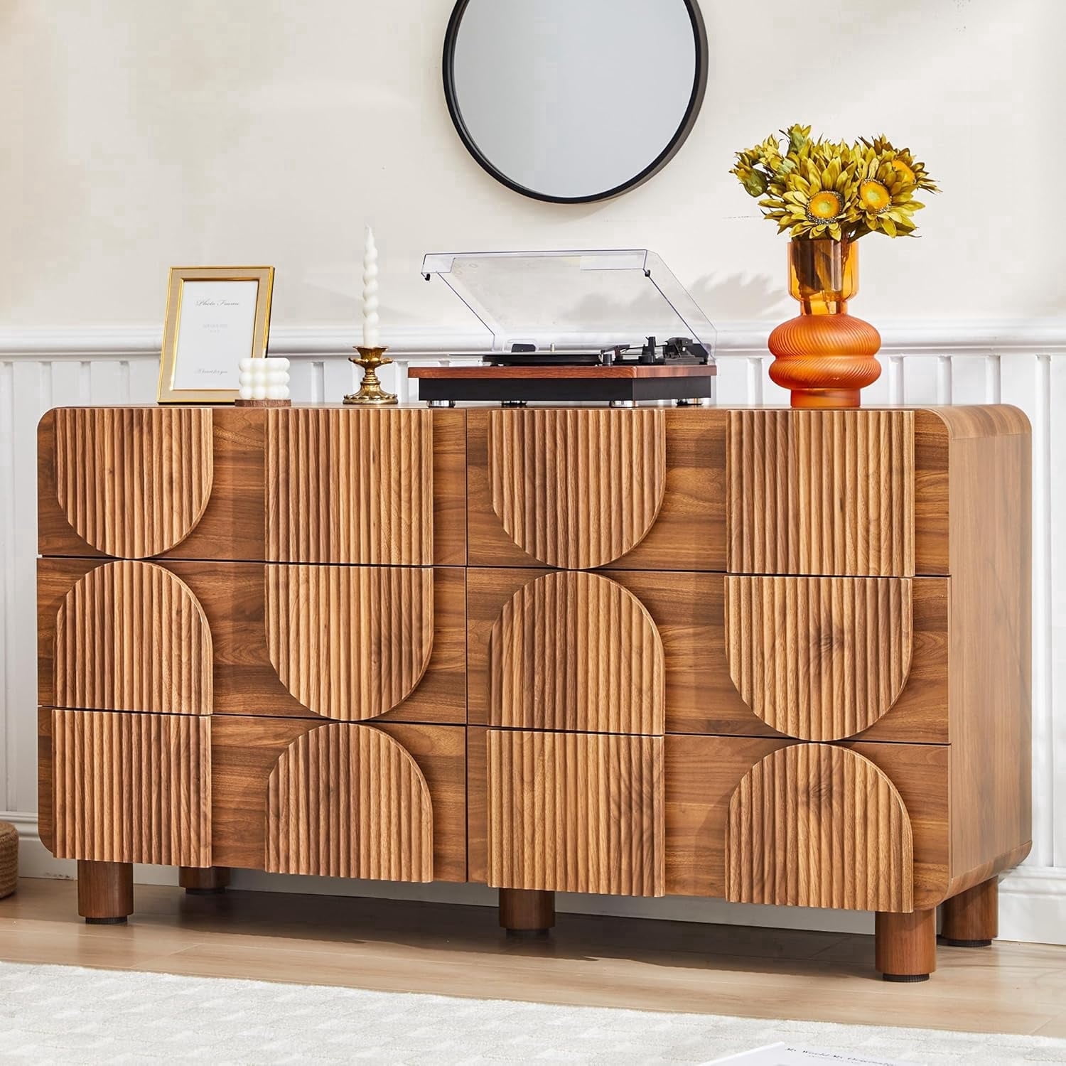 mid century modern dresser walmart Baxton Studio Markell Mid-Century Modern Transitional Walnut Brown Finished Wood 6-Drawer Dresser