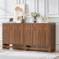 thumbnail image 1 of LEFHDA Geometric Pattern Design Sideboard Buffet Cabinet, Kitchen Storage Cabinet, 31.5" Accent Cabinet for Living Room, Kitchen, Dining Room, Entryway, Walnut Set of 2, 1 of 8