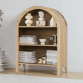 thumbnail image 1 of LEFHDA Small Kids Arched Bookshelf, Modern 3-Tier Open Bookshelf, Wood Freestanding Arched Bookcase with Adjustable Shelves, Covered Rounded Top Display Cabinet (Oak), 1 of 8