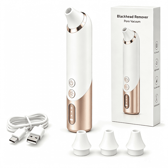 LEFINEE 60X Camera Blackhead Remover Pore Vacuum, WiFi Facial Pore Cleaner with LCD Display, 3 Adjustable Suction Levels, Hot & Cold Function, 3 Tips for Home Skin Care