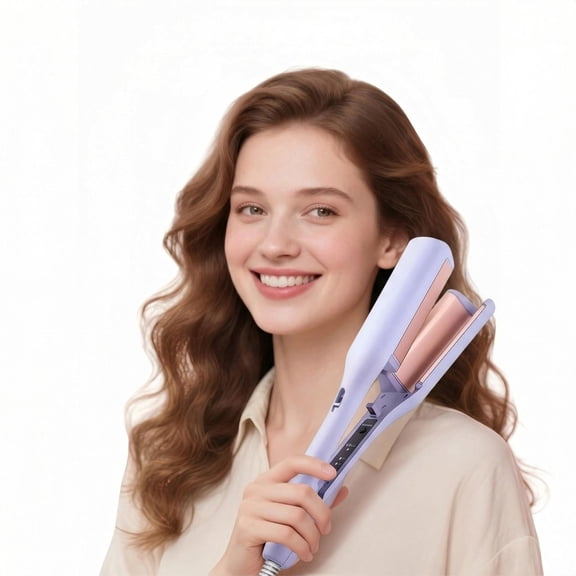 LEFINEE Deep Waver Curling Iron, Hair Waver with 4 Heat Settings for Beach Waves, Purple