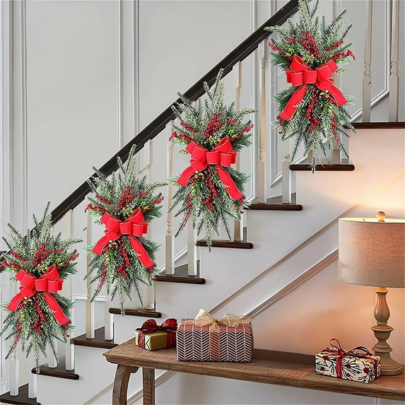LEFTHIGH Home 1 PC Christmas Bow Door Hanging Decoration Staircase Home Scene Layout Christmas Decorations