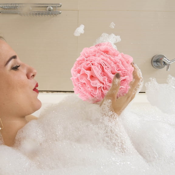 LEFTHIGH Home 11x11cm Bath Flower Sponge, Soft Non Scattering Scrubbing Bath Ball, High Beauty Exfoliating Shower Sponge