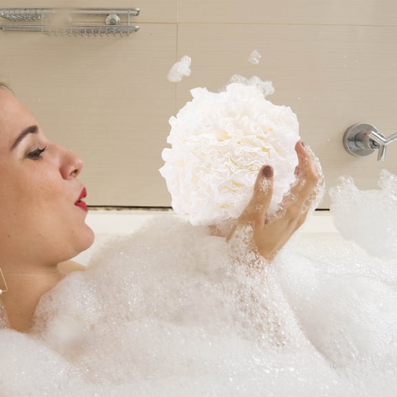 LEFTHIGH Home 11x11cm Bath Flower Sponge, Soft Non Scattering Scrubbing Bath Ball, High Beauty Exfoliating Shower Sponge