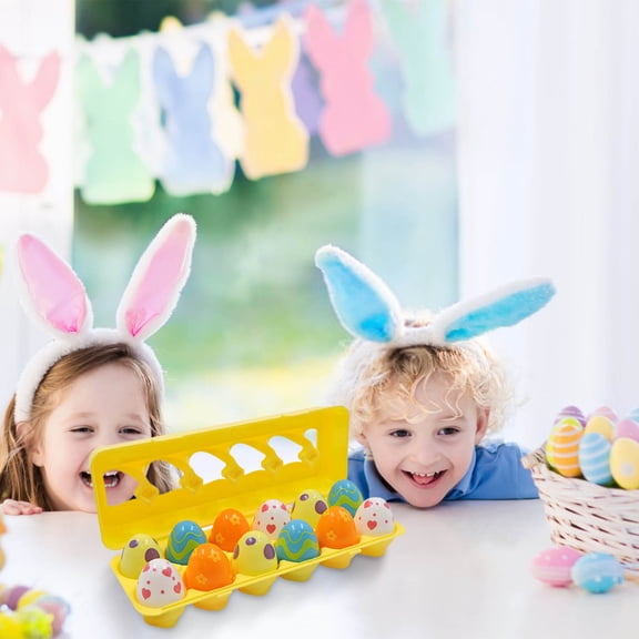 LEFTHIGH Home 12PC Easter Eggs DIY Kneading Organizer Printed Open Fillable Surprise Eggs Raffle with Slow-Rising Toys for Kids Household Essentials