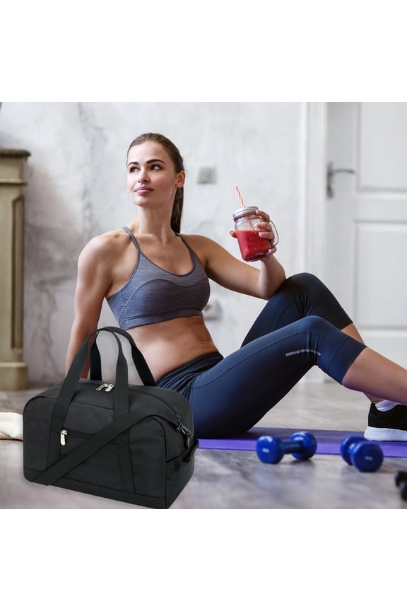 Home 14 Inch Small Travel Gym Bag Sports Duffel with Shoulder Strap Waterproof Storage for Shoes Clothes Fitness Necessities Compact Room Decor
