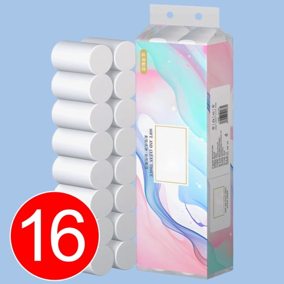 LEFTHIGH Home 16 Rolls Toilet Paper 4 Layer Wood Pulp Household Bath Tissue Soft Strong Affordable Packaging for Family Kitchen Office