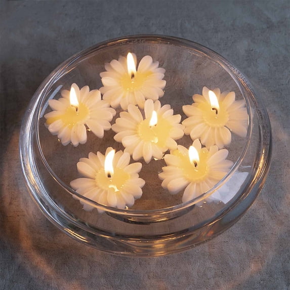 LEFTHIGH Home 2 Pack Scented Floating Tea Light Candles Handmade Soy Wax Flower Shape Mini Candle for Party Wedding Baby Shower Birthday Gender Reveal Gift