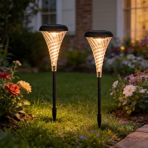 LEFTHIGH Home 2 Pack Solar LED Landscape Lights Decorative Lawn Lamp Waterproof Courtyard Ground Plug for Garden St Patricks Day