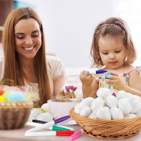 LEFTHIGH Home 24 Pack Easter Graffiti Eggs Unfinished Plastic DIY Craft Kit for Kids Drawing Painting Toys Household Essentials