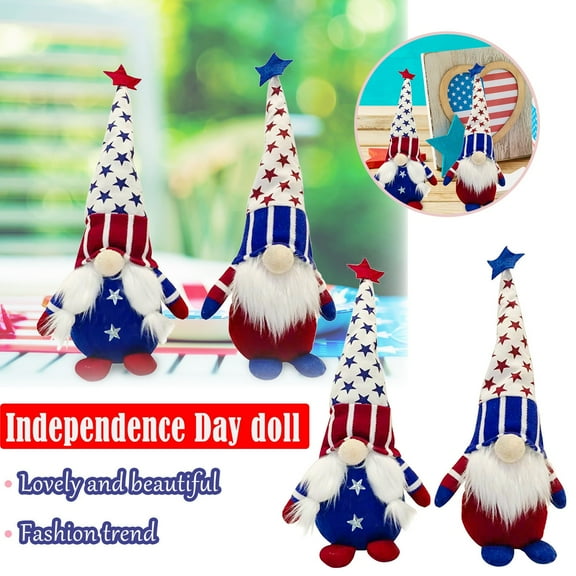 LEFTHIGH Home 2PCS Patriotic Gnome Election Decoration Living Room Desktop Ornament American Flag Theme for 4th of July and Veterans Day House Items