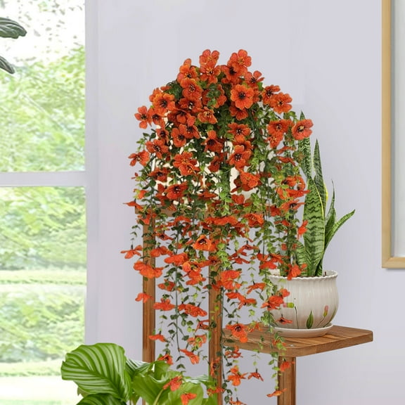 LEFTHIGH Home 30x10in Artificial Violet Flower Hanging Garland Silk Greenery Swag for Wall Basket Ceiling Decor 2pcs Room Decor