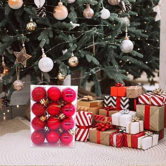 LEFTHIGH Home 3cm Christmas Ball Holiday Decoration 24 Box Sets With Bright Matte Powder Electroplated Colored Hanging Ball Decorations Christmas Kitchen Decor