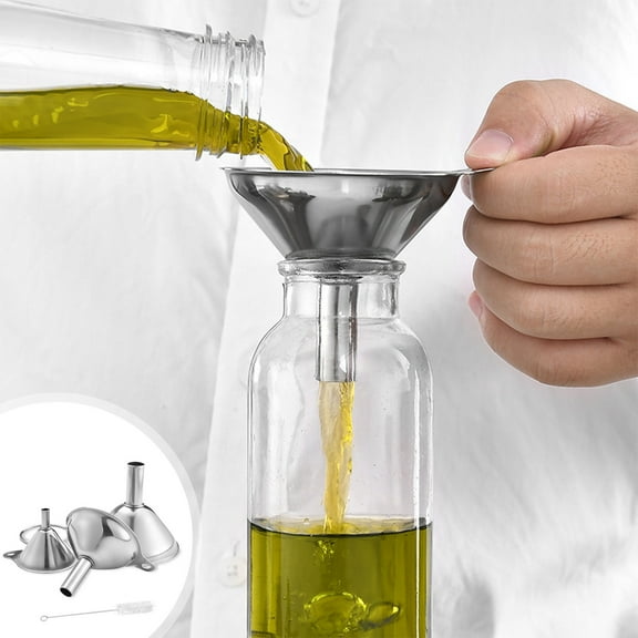 LEFTHIGH Home 4 Metal Stainless Steel Funnels- Large Small Funnels 3 Piece Set- Food Grade Mini Funnels for Kitchen Filling Bottles Flask Cooking Home Decor