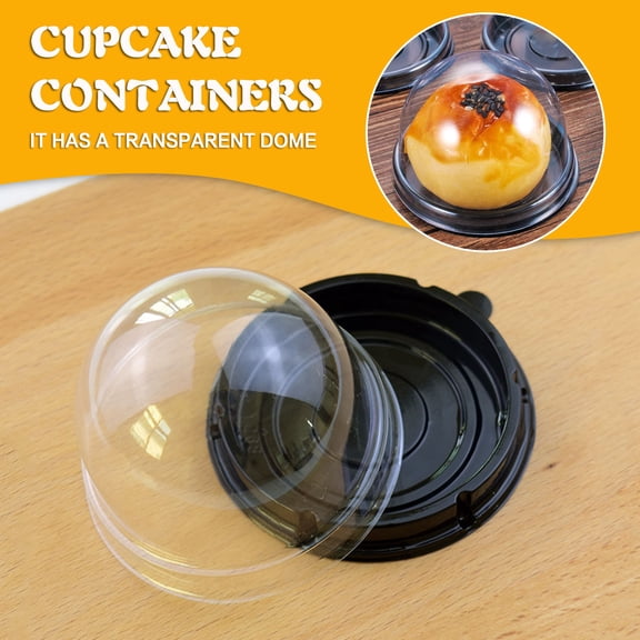 LEFTHIGH Home 50 Pack 7x7x5cm Clear Dome Cake Box Disposable PET Cupcake Container for Baking Pastry Party Favor