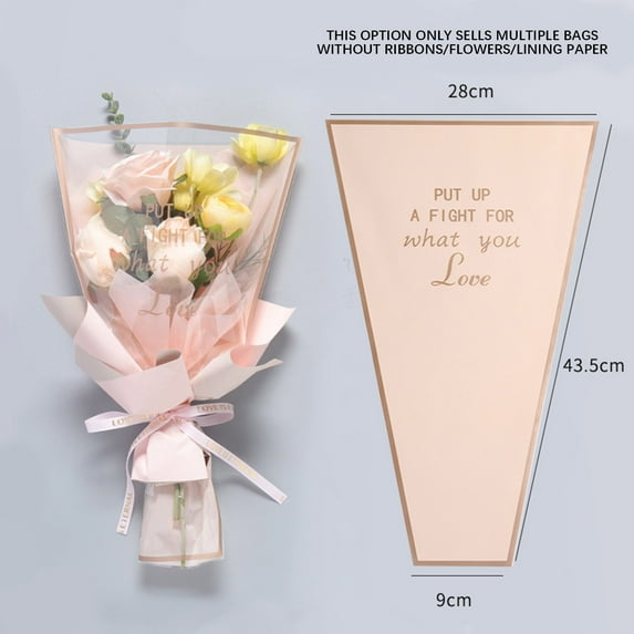 LEFTHIGH Home 50-Piece English Flower Sleeve Bags for Bouquet Wrapping Valentine's Day Rose Carnations Packaging Gift Bags Trapezium Design Valentines Day Decorations
