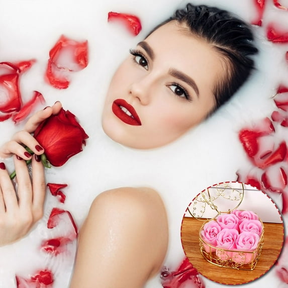 LEFTHIGH Home 6 Rose Soap Flower Gift Box Valentine's Day Gift Birthday Gift Simulation Soap Christmas Kitchen Decor