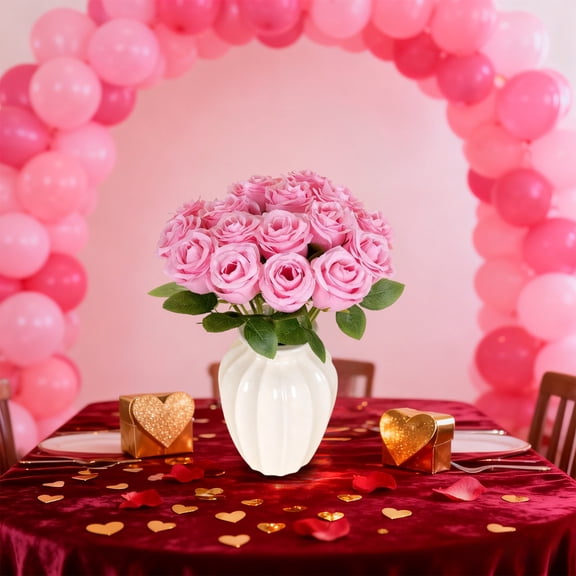 LEFTHIGH Home Artificial Rose Bundle 15.7in Multicolor Silk Fake Flower Bouquet for Wedding Centerpiece Home Party Decoration St Patricks Day Decorations