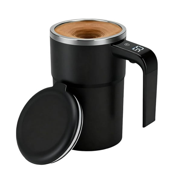 LEFTHIGH Home Automatic Stirring Magnetic Coffee Cup Mug with Temperature Display USB Rechargeable 380ml for Coffee Tea Protein Shakes Gift Home Organization
