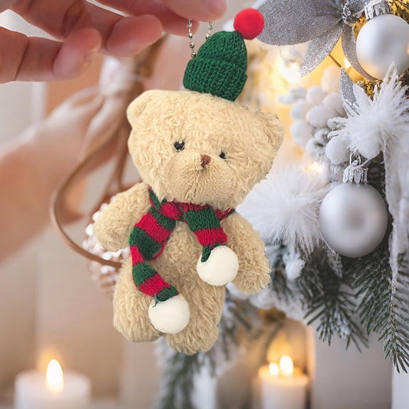 LEFTHIGH Home Birthday Desktop Decorations Christmas Resin Mini Christmas Tree Small House Decoration Photo Props Bear Ornament 16x7cm Brown Festive Decor Gifts For Her