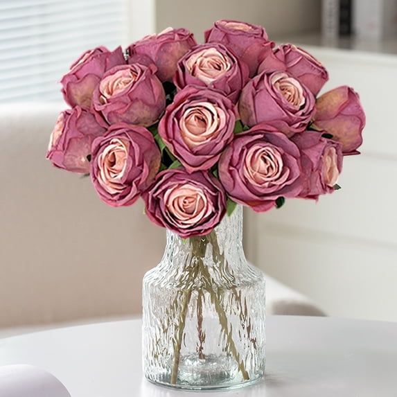 LEFTHIGH Home Blue Pink Purple Orange White Yellow Red Artificial Roses Cloth Flowers Home Decoration Valentine Gift 29cm Each Gifts