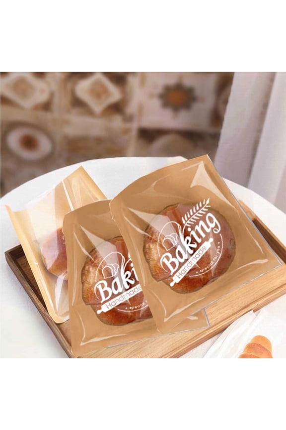 Home Bread Sack Sandwich Packaging Oil-proof Paper Bag Transparent Kraft Paper Food Packaging Sack Decorations