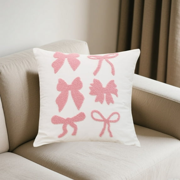 LEFTHIGH Home Butterfly Bow Knot Pillowcase 45x45cm Pink White Cloth for Living Room Sofa Cushion Home Decoration Gift Gifts
