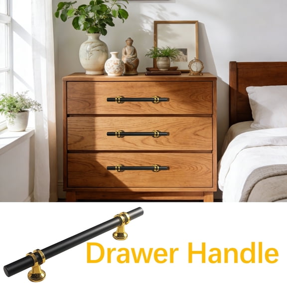 LEFTHIGH Home Cabinet Pulls Black Drawer Handles Stainless Steel Kitchen Hardware Modern Wardrobe Pulls Tapered End Cup Pulls 5 Pack