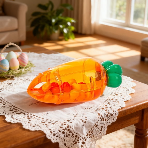 LEFTHIGH Home Carrot Shaped Candy Box Easter Party Decoration Gift Box Plastic Orange Treat Container for Chocolates and Small Items 12x5x5cm Apartment Essentials