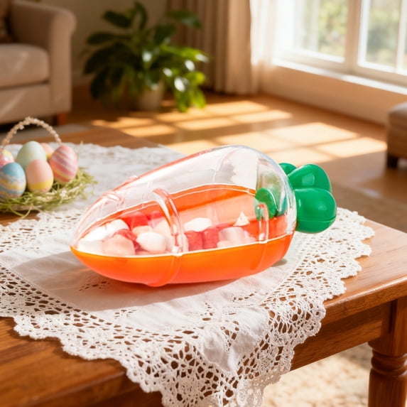 LEFTHIGH Home Carrot Shaped Candy Box Easter Party Decoration Gift Box Plastic Orange Treat Container for Chocolates and Small Items 12x5x5cm Home Decor