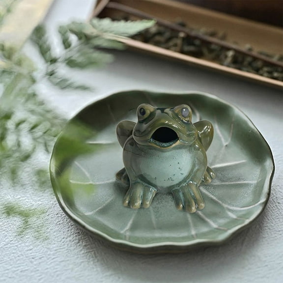 LEFTHIGH Home Ceramic Frog Garden Statue Pottery Ornament Outdoor Decoration for Patio Yard Flower Bed Home Desktop Decor Mens Gifts