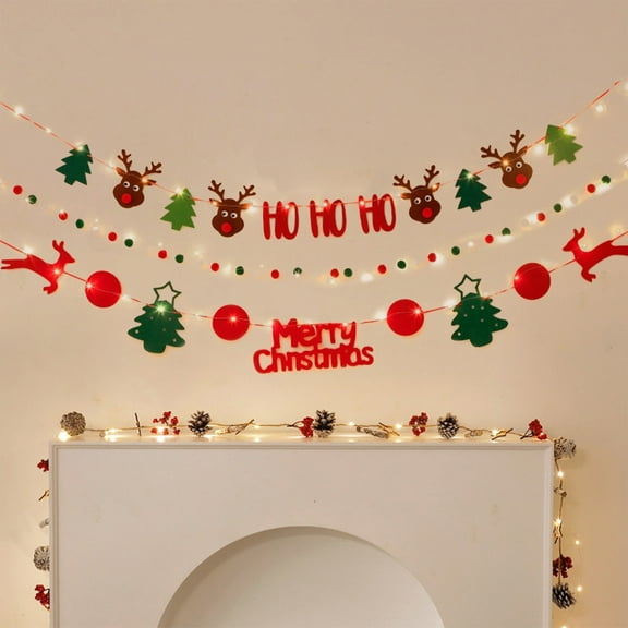 LEFTHIGH Home Christmas Decorations Flags Flowers Hanging Ornaments Scene Layout Lights Window Surrounding Feeling Hanging Flags Christmas Tree Small Pendants Home