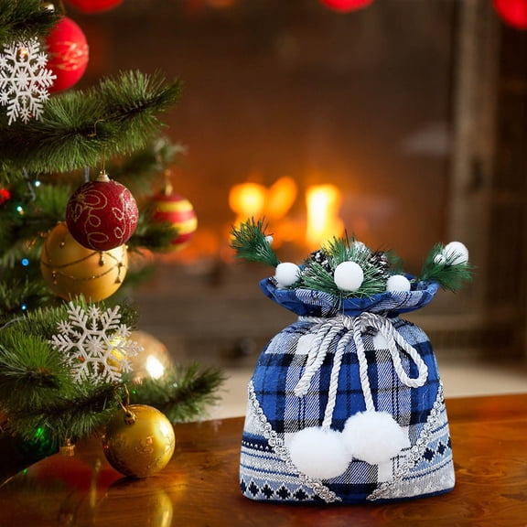 LEFTHIGH Home Christmas New Product Blue Fabric Doll Gift Bag Scene Decoration Home Decoration Articles Decoration Christmas Ornaments