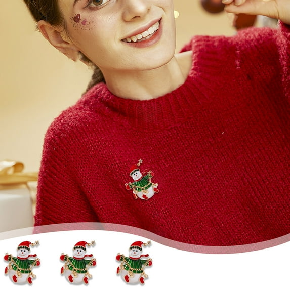 LEFTHIGH Home Christmas Pin for Women Holiday Decoration for Christmas Tree Brooch Fashion Accessory Christmas Snowman Pin Home and Kitchen