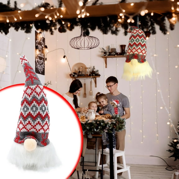 LEFTHIGH Home Christmas Shiny Bearded Doll Christmas Tree Pendant Small Hanging Knitting Shiny Faceless Doll Doll Dwarf Christmas Home Decor