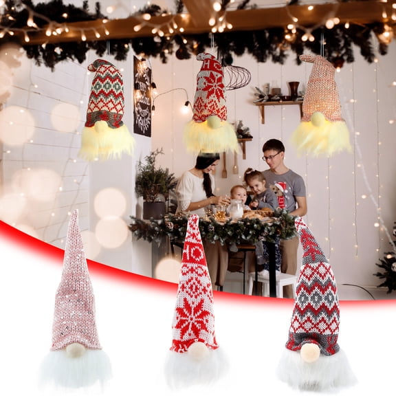 LEFTHIGH Home Christmas Shiny Bearded Doll Christmas Tree Pendant Small Hanging Knitting Shiny Faceless Doll Doll Dwarf Christmas