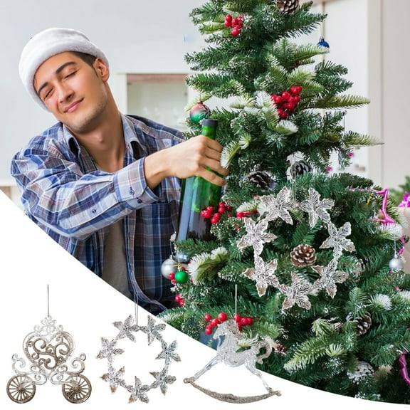 LEFTHIGH Home Christmas Tree Ornament Crystal Carousel Horse Pumpkin Carriage Wreath Decorative Hanging Decoration Festival Decor Birthday Gifts