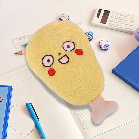 LEFTHIGH Home Customized Chicken Leg Pencil Case, Cute Whimsical Pen Bag for Colleges, Soft Plush Pouch, 7.9x5.9in