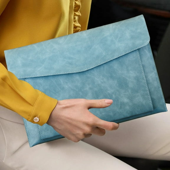 LEFTHIGH Home Document Bag Waterproof Storage Bag Large Capacity Double Layer Document Bag Laptop Leather Protective Cover Gifts